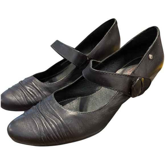 PIKOLINOS Shoes - Pikolinos Mary Jane Pump Womens Size 39 US 8 Black Leather Wedge Heel Dress Shoe